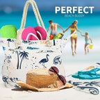 Beach Bag Spacious Shoulder Tote Travel & Gym Bag w/Multiple Pockets & Strong - Image 7