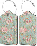 2Pcs Luggage Tag for Suitcase Vintage Floral Shabby Chic Pink Rose Cute by Gearsly