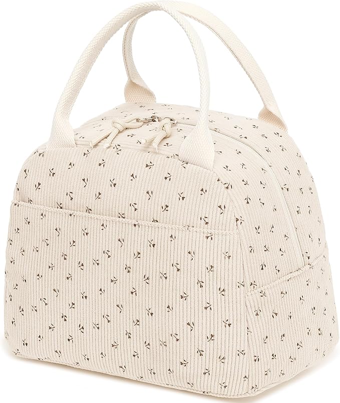Bluboon Lunch Bag for Women Men Cute Corduroy Lunch Tote Bags Reusable - Image 4