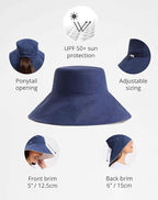 Solbari Women’s Ultra-Wide Cotton Linen Sun Hat UPF 50+, Adjustable - Image 3