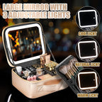 Makeup Travel Train Case with Mirror LED Light 3 Adjustable Brightness Large - Image 4