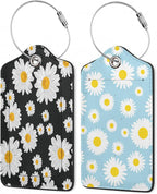 Daisies Luggage Tags, 2 Pack Luggage Tag, Leather Privacy Cover ID Label by Unknown