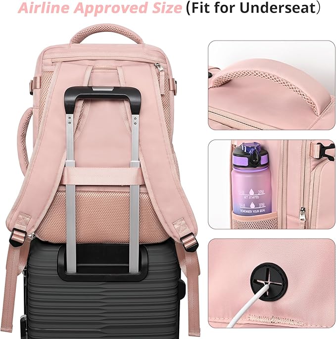 Travel Backpack for Women Men, Travel Laptop Backpack w/USB Charging Port - Image 3