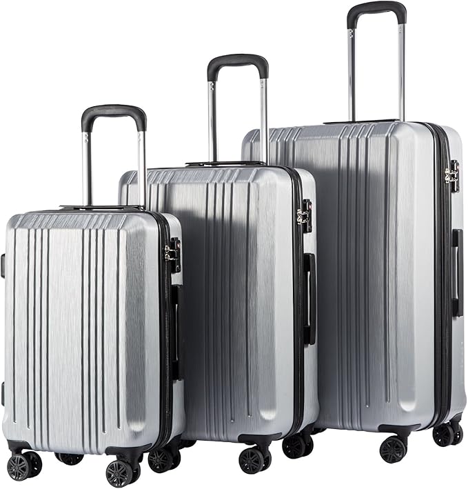 Coolife Luggage Expandable Suitcase PC+ABS 3 Piece Set by COOLIFE