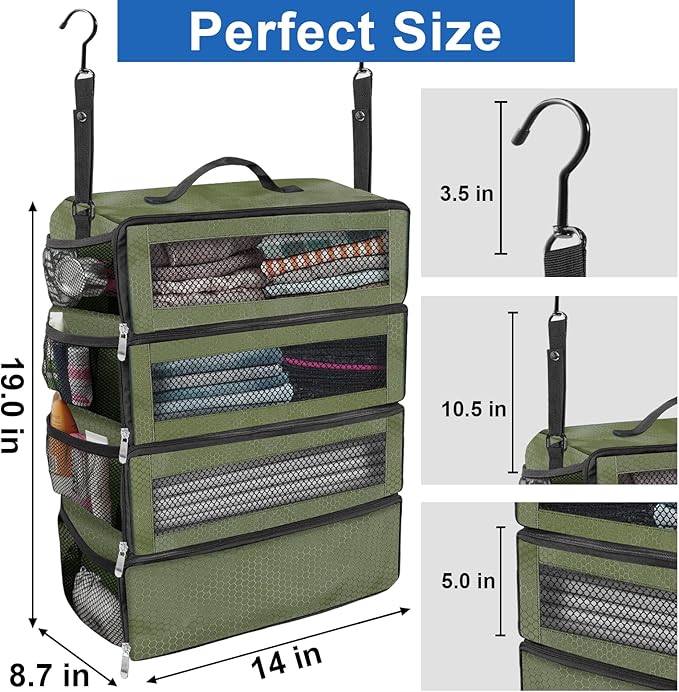 Suitcase Organizer, Travel Luggage Organizer Portable Hanging Travel Shelves - Image 4