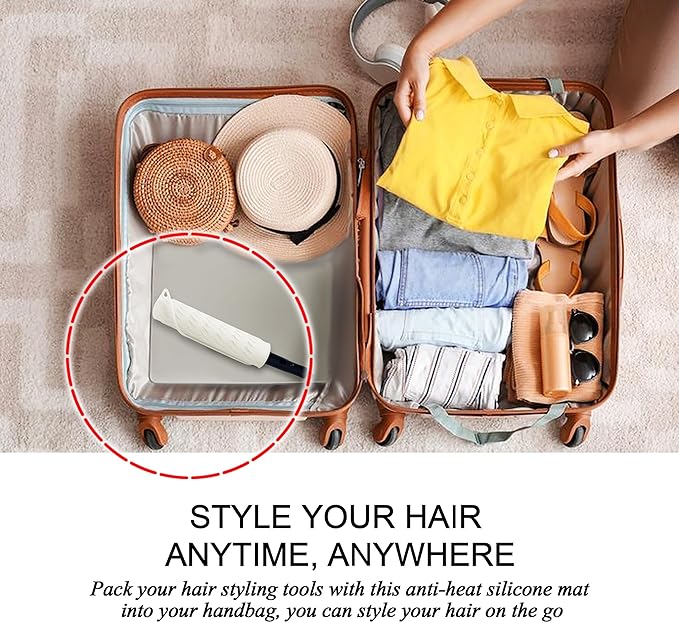 12" X 9" Large Heat Resistant Silicone Mat for Hair Styling Tools, Curling Iron Mat, Flat Iron Holder, Hair Straightener Pad Cover, Makeup Mat, Hot Tools Mat for Travel Vanity Salon - Ivory
