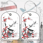 Japanese Cherry Blossoms Storks Leather Luggage Tag - Image 2