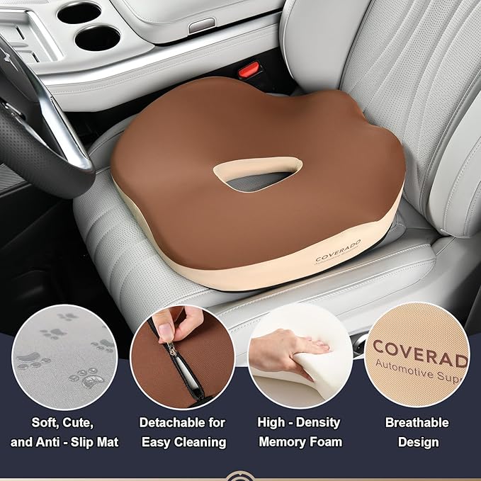 Coverado Car Seat Cushion with Memory Foam, Ergonomic Driving Seat Cushion - Image 5