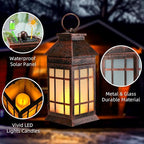 18" Glass Solar Lanterns Outdoor Waterproof, Large Solar Flickering Flame - Image 5