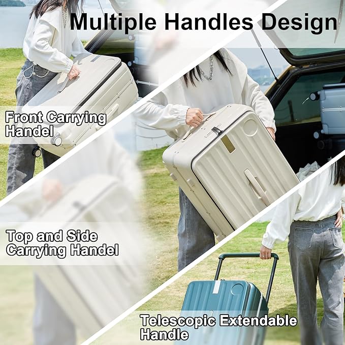 Hanke Multifunctional 26 Inch Checked Luggage Hard Shell Suitcases - Image 7