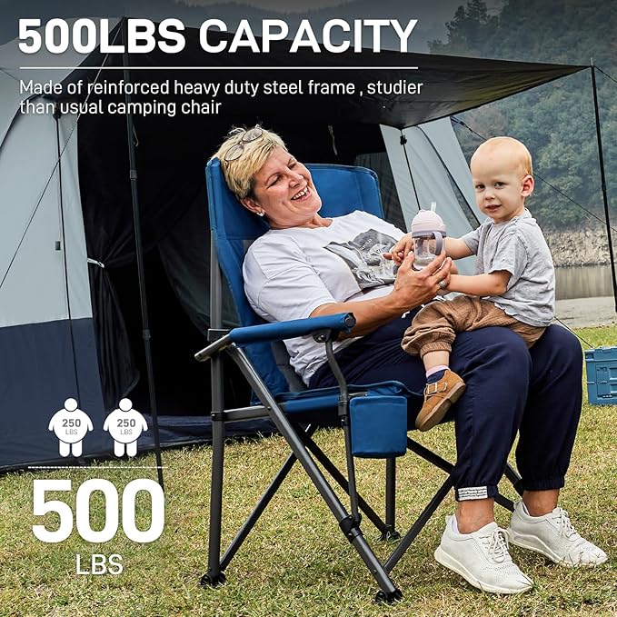 EVER ADVANCED Oversized Folding Camping Chair, - Image 3