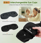 LC-dolida Bamboo Cotton Bluetooth Sleep Mask, 2 in 1 3D Soft Sleep Mask - Image 3