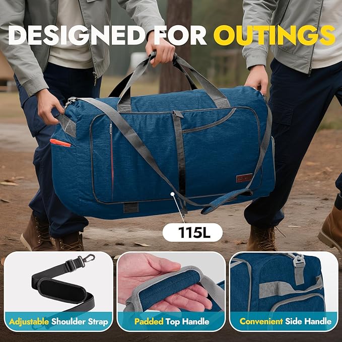 Canway 115L Travel Duffel Bag, Foldable Weekender Bag - Image 6