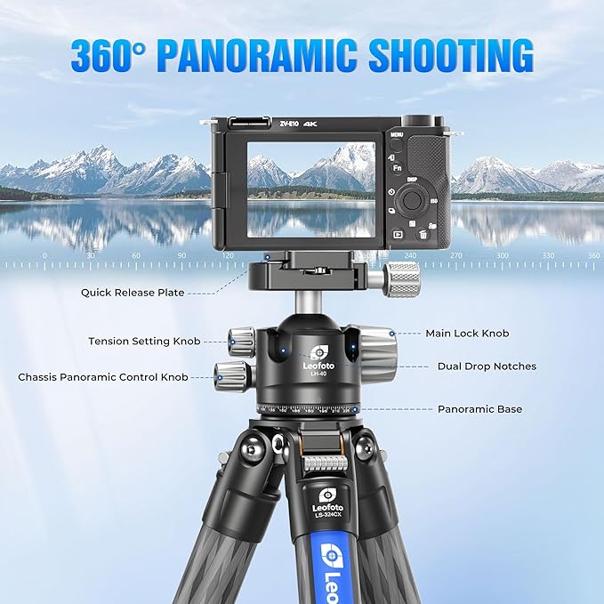 71" Travel Tripod Carbon Fiber for Camera, Compact Lightweight Tripod - Image 5