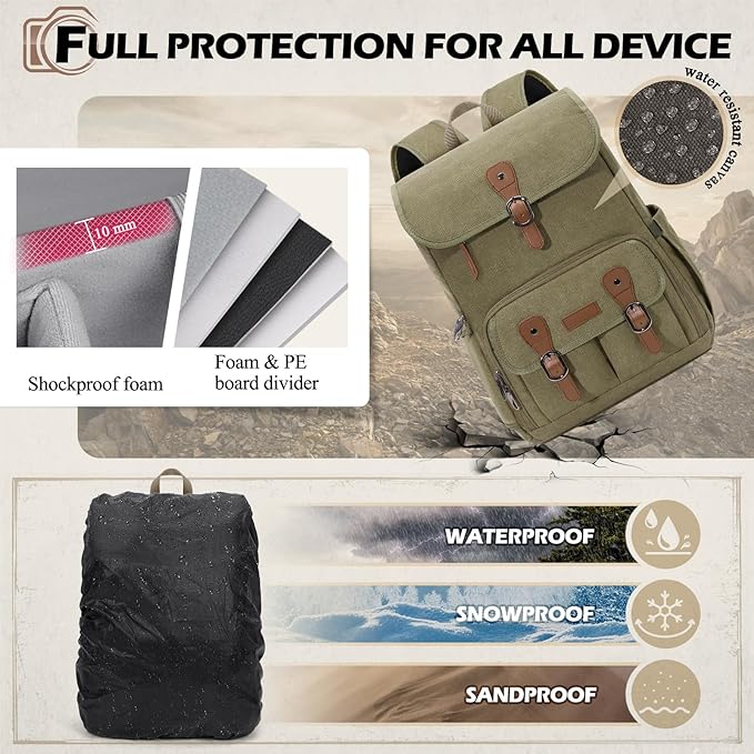 RAINSMORE Camera Bag Backpack for DSLR/SLR Mirrorless 15.6 Inch Laptop Camera - Image 7