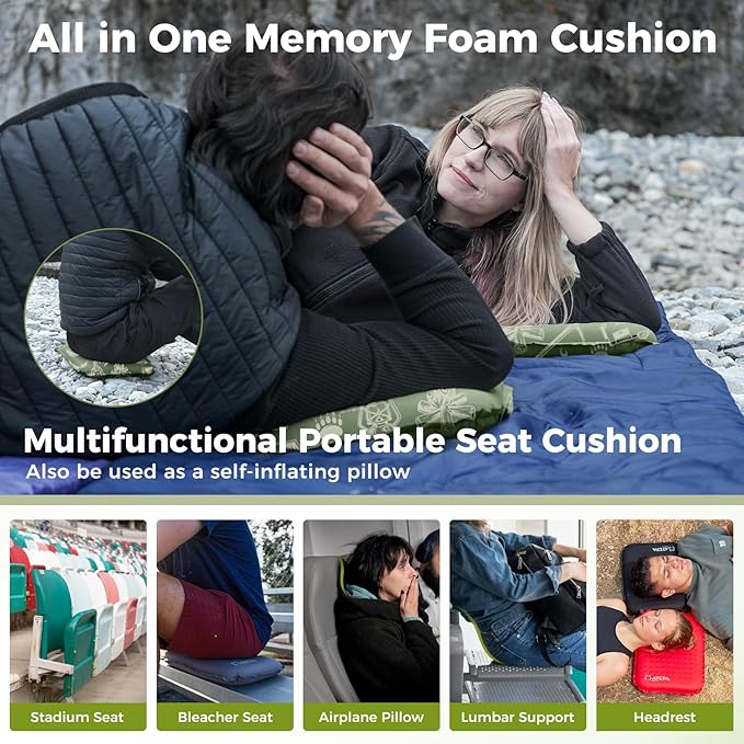 ATEPA Inflatable Stadium Seat Cushion, Self-Inflating Memory Foam Stadium Seats - Image 5