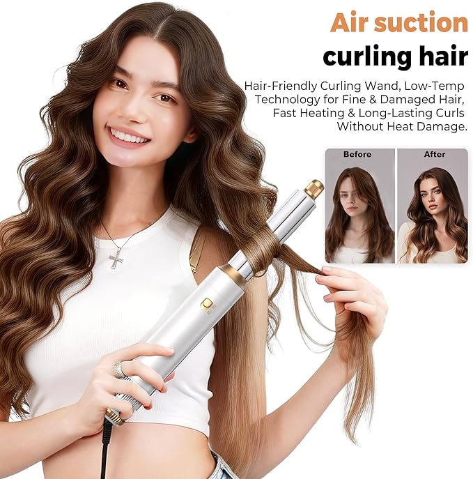 5 in 1 Hair Dryer Brush Set,Professional Negative Ionic Hot Air Styler, Air Curling Wrap Styler,Detachable Blow Dryer Brush With Auto Wrap Curlers,Hair Styling Tools For Straight/Curl/Drying/Smoothing