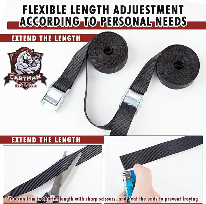Cartman 1" x 12' Lashing Straps Cargo Tie-Down Strap Up to 600lbs, 6pk in Carry - Image 4