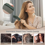 2PC Dandruff Comb Fine Tooth Scalp Detox Comb Lice Stainless Steel Scalp Detoxing Hair Brush Tool Hair Care for Women, Men & Kids (Green)