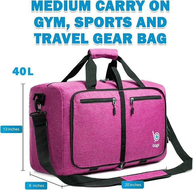 Bago Foldable Duffel Bags for Traveling Women & Men - 40L Sports Packable - Image 7