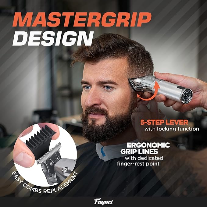 Fagaci Professional Hair Clippers for Men and Neck Duster Set, Barber Clippers for Hair Cutting, Cordless Hair Clippers and Trimmers Set, Maquina de Cortar Cabello, Haircut Barber Kit