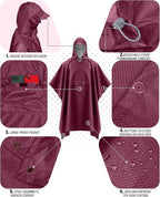 iCreek Hooded Rain Poncho with Pocket Waterproof Lightweight Unisex Raincoat - Image 5