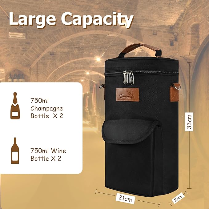 Tirrinia 2 Bottle Wine Gift Tote Carrier - Image 5
