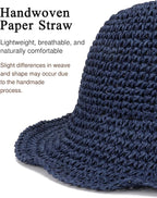 Womens Wide Brim Straw Sun Hat Foldable Floppy Crochet Beach Hat - Image 3