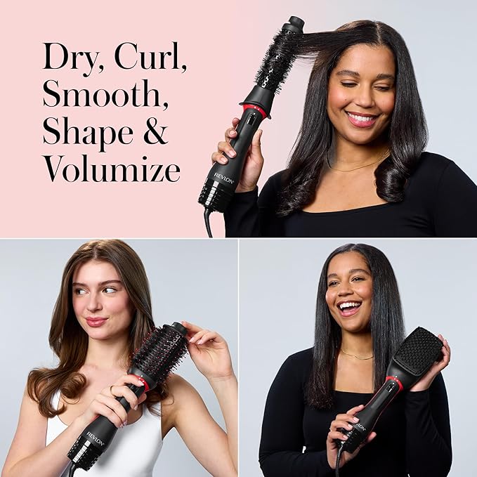 REVLON 3-in-1 Multi-Styler, Blow Dryer Brush, Blowout and Hair Straightener Brush in One to Dry, Curl, Smooth, Shape and Volumize Hair for Gorgeous Salon Blowouts
