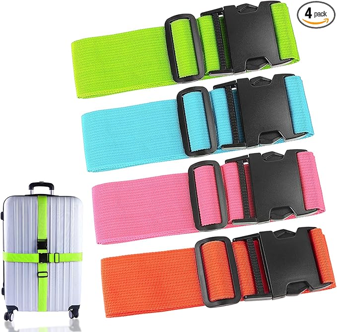 4Pcs Luggage Straps Suitcase 80In Long Adjustable Travel Accessories TSA by Ajmyonsp