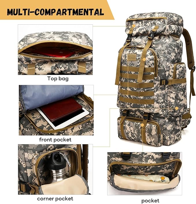 80L 2Pcs Hiking Backpack for Men - Image 4