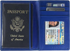 Personalized Monogrammed Cobalt Blue Leather RFID Passport Wallet - Image 5