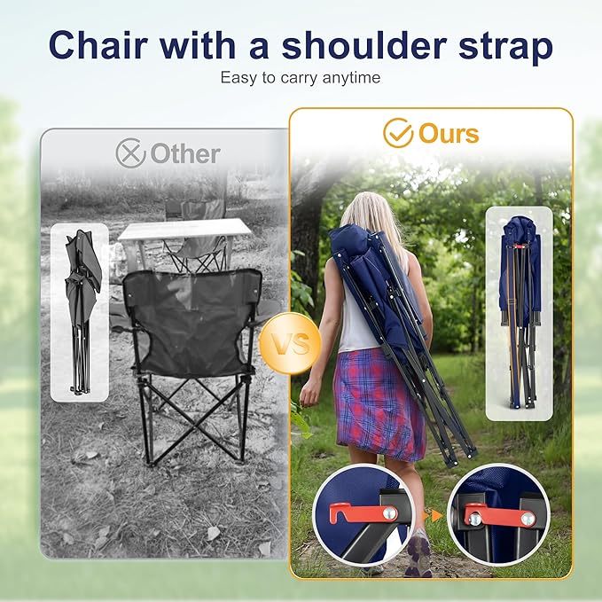LET'S CAMP Oversized Camping Chairs 29.52" High Back Heavy Duty Lawn Chair - Image 9
