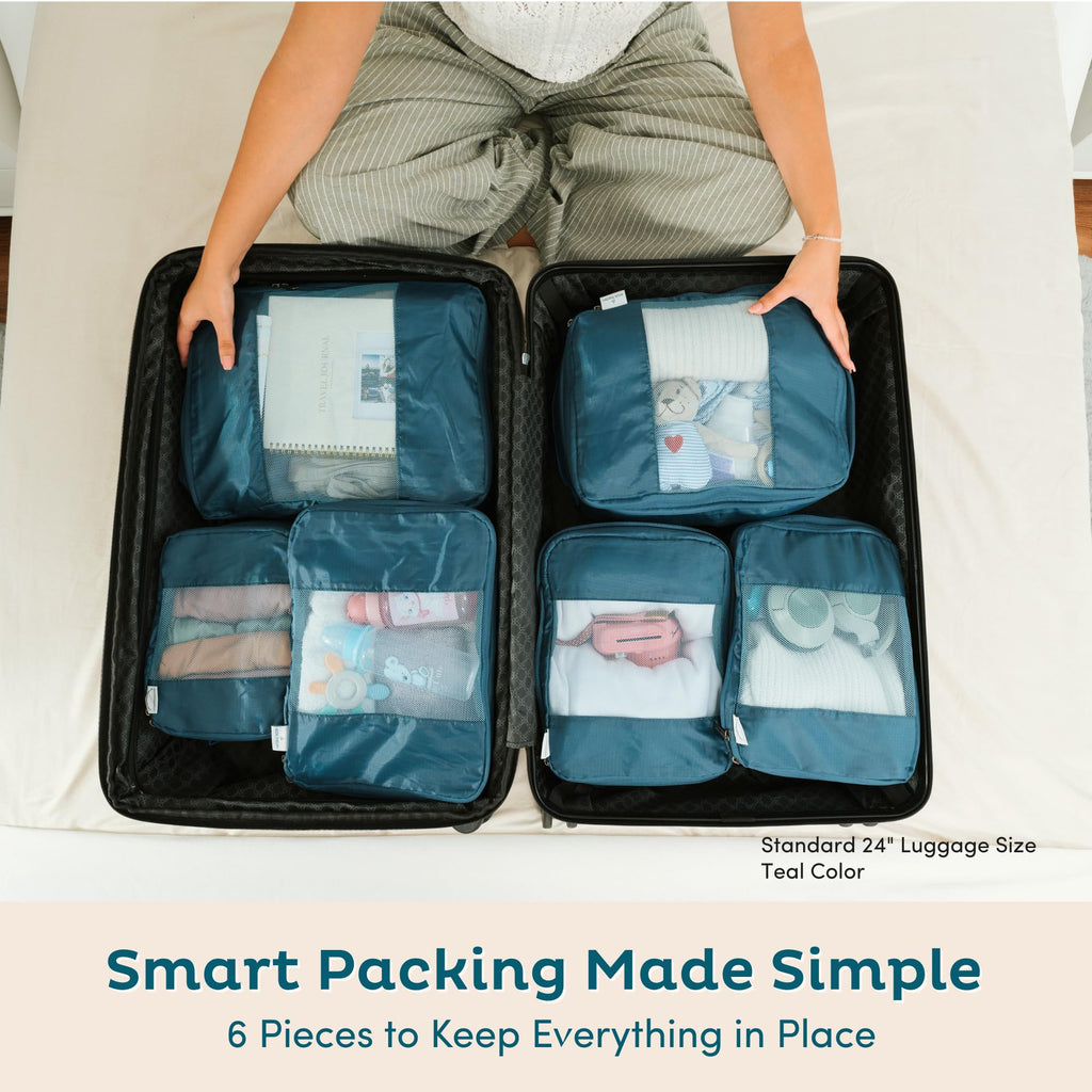 6 Pack Large Compression Packing Cubes for Travel (Olive Black / 6 Pack)