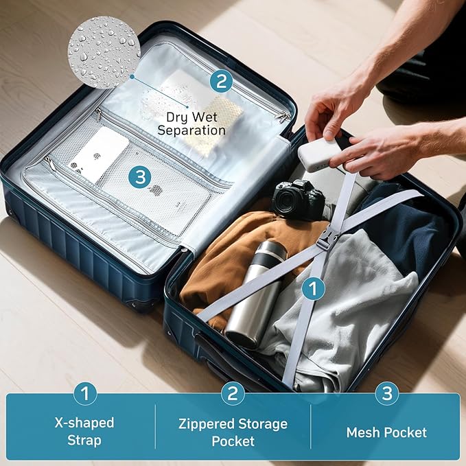 Luggage sets 3 piece with Spinner Wheels, PC Hard Shell Travel Luggage - Image 5