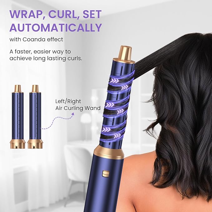 5 in 1 Blow Dryer Brush, Upgrade Hair Dryer Brush Air Curler Air Curling Wrap Styler, Detachable Hot Air Brush Negative Ion Curling Brush Iron, Hair Styling Tools for Drying Curling Straightening