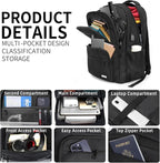 Black Backpack for Men Women, 15.6 inch Laptop Backpack for School, School - Image 2