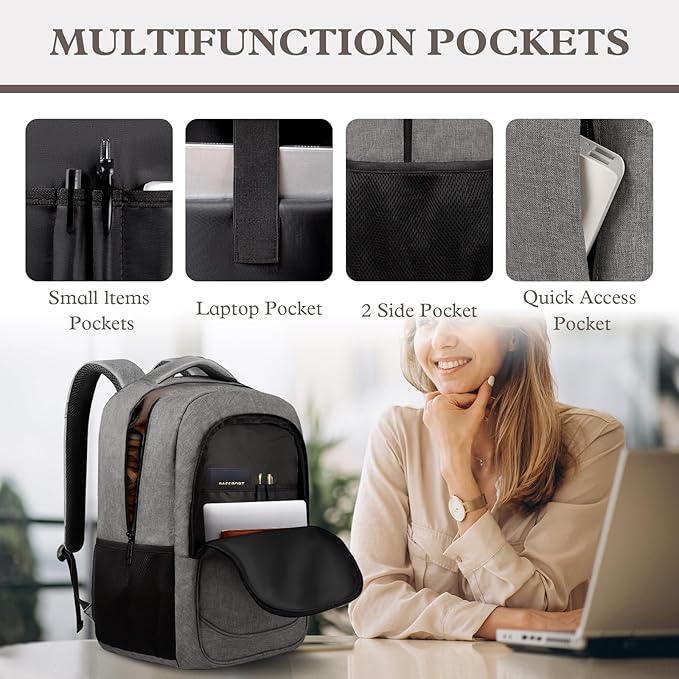 Business Laptop Backpack, 15.6 Inch Travel Laptop Bag, Water Resistant Durble - Image 3