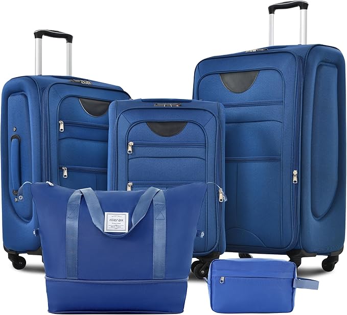 Merax Softside Luggage Set Softshell Lightweight 3 Piece Spinner Suitcase by Merax