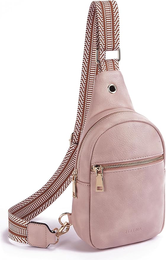 Telena Small Sling Bag for Women Leather Crossbody Fanny Packs Chest Bag for by Telena