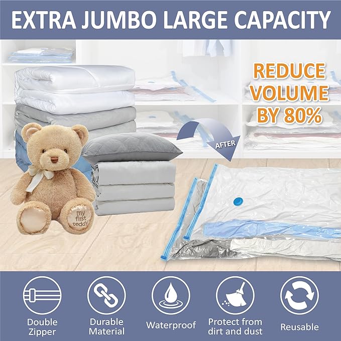 4 Pack XXL Jumbo Vacuum Storage Bags, Extra Large Vacuum Seal Bags - Image 2