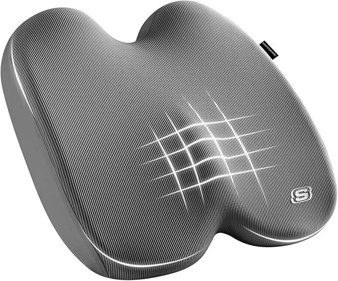 Skechers Memory Foam Seat Cushion, Ribbed Fabric Office Chair Cushion by Skechers