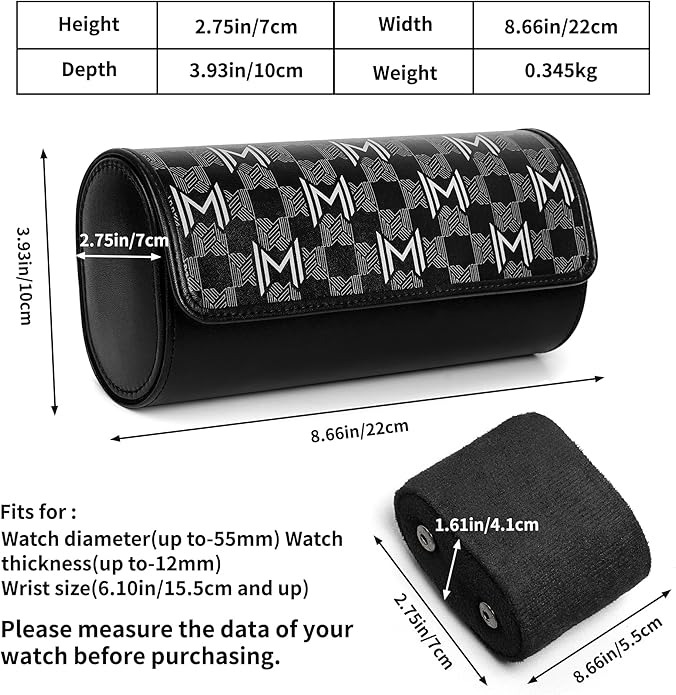 MOZSLY Watch Roll Travel Case 3 Slots Portable Watches Box Organizer Storage - Image 4