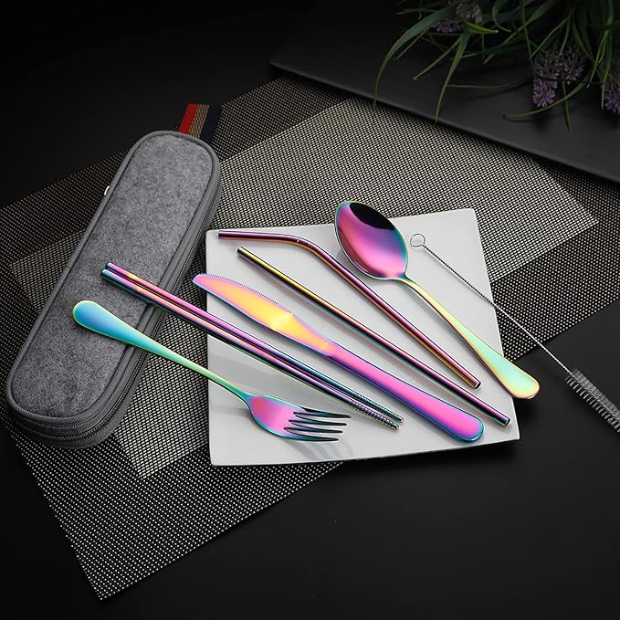 DEVICO Portable Utensils, Travel Camping Cutlery Set, 8-Piece including Knife - Image 6