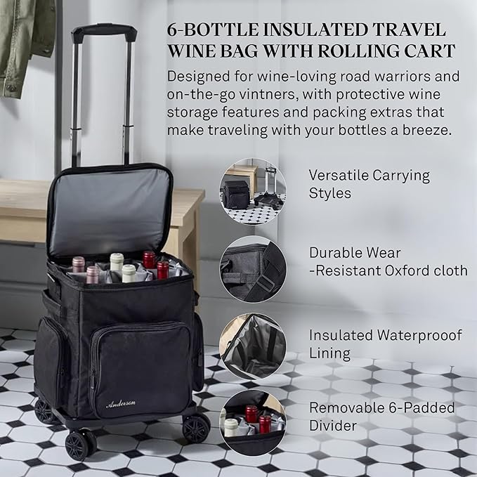 Wine Enthusiast 6 Bottle Insulated Wine Bag - Image 2