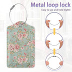 2Pcs Luggage Tag for Suitcase Vintage Floral Shabby Chic Pink Rose Cute - Image 4