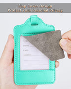 Teskyer Luggage Tags, 3 Pack Premium PU Leather Luggage Tags Privacy Protection - Image 2