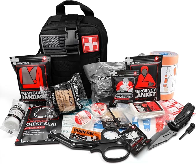 Survival First Aid Kit with Israeli Bandage, Chest Seal, Tactical Military - Image 3