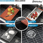 33 Inch Drop in Granite Composite Black Kitchen Sink-Donsdey Double Bowl - Image 6
