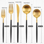 Matte Gold Silverware Set With Black Handle, IBIILII JEFF 20 Pieces Stainless - Image 2